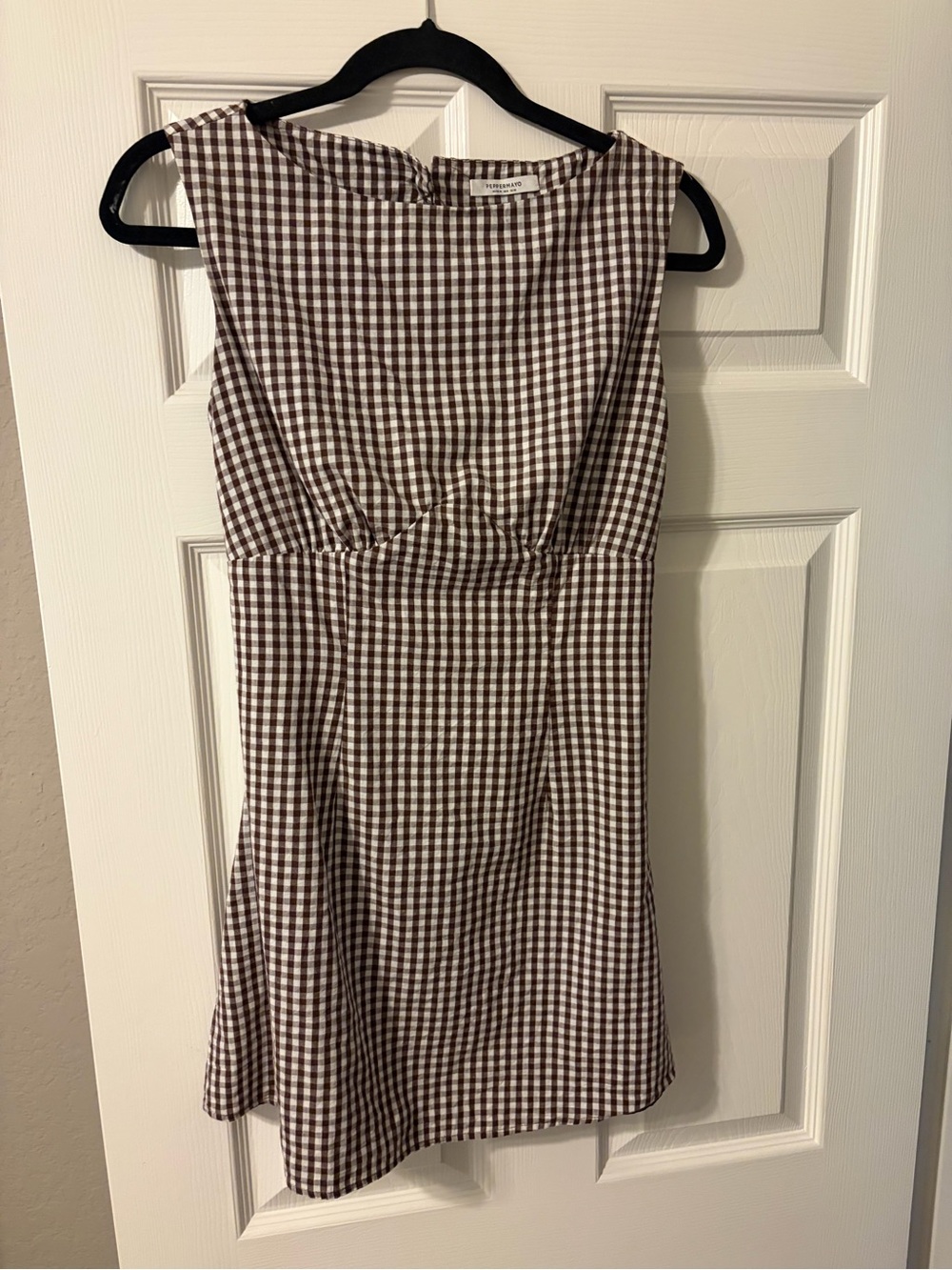 Peppermayo Brown and White Gingham Mini Dress